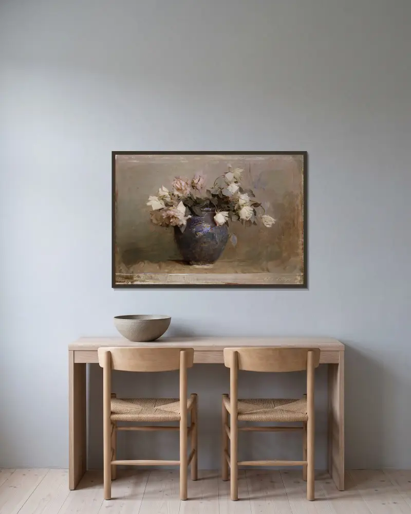 Roses av Abbott Handerson Thayer inramad på en vägg