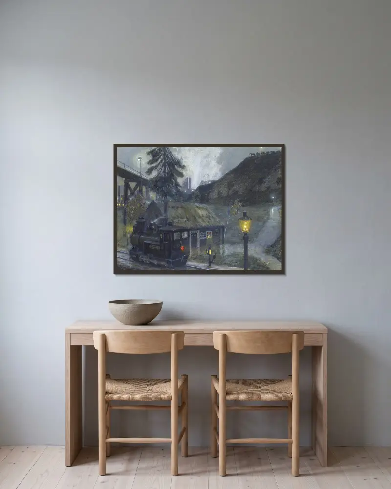 An der Grube av Hans Baluschek inramad på en vägg