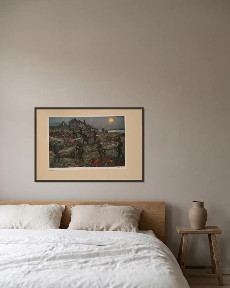 Auf der Suche av Hans Baluschek inramad på en vägg