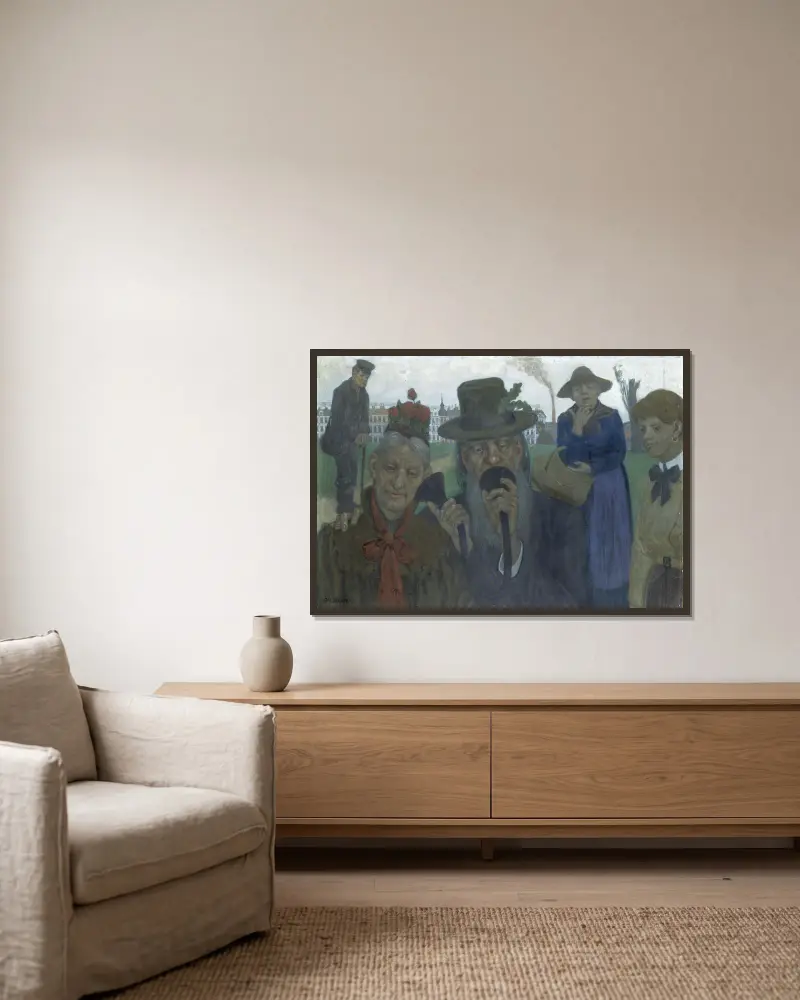 Sluchátko, Hans Baluschek v rámu na stěně