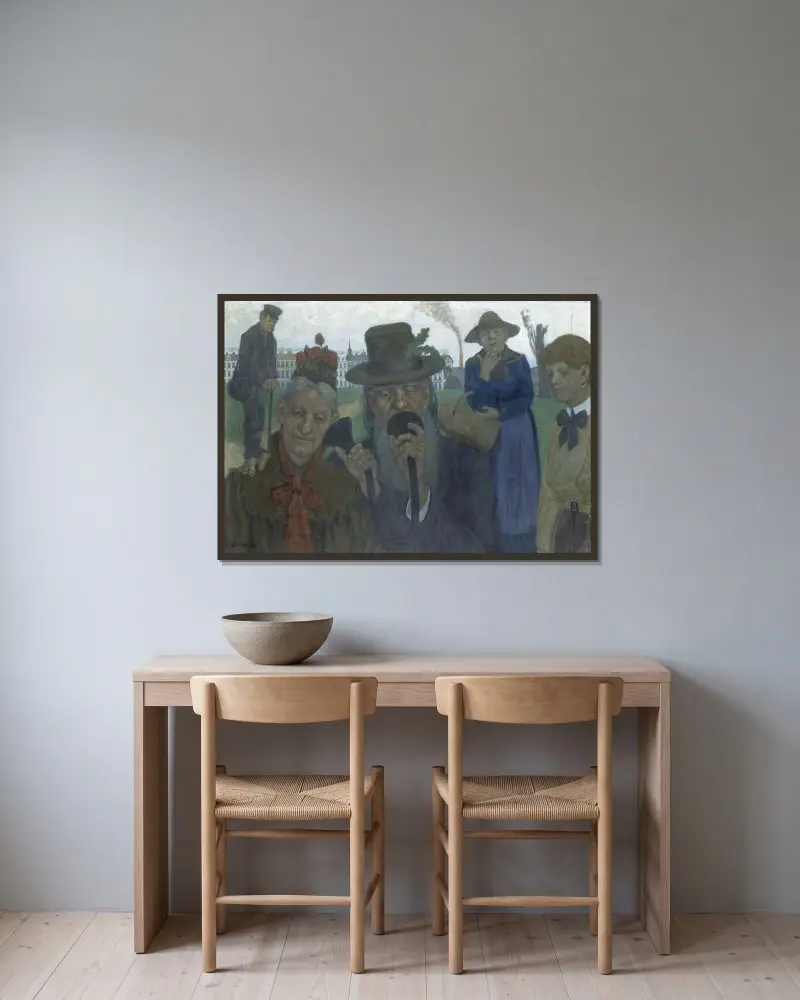 Sluchátko, Hans Baluschek v rámu na stěně