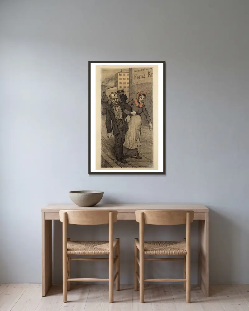 Nu kommste!, Hans Baluschek w ramie na ścianie
