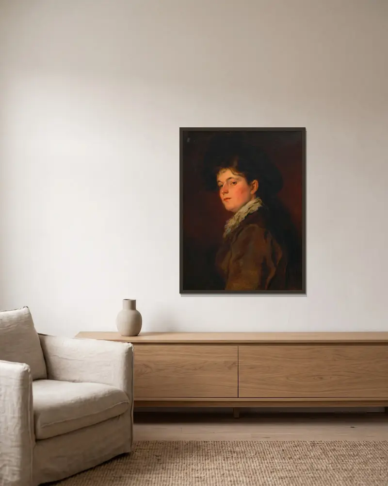 Damenbildnis von Hans Canon gerahmt an einer Wand