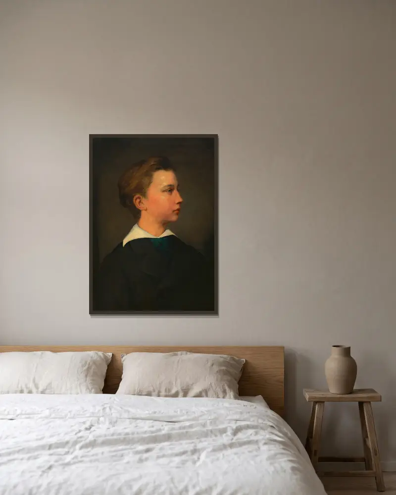 Porträt eines Knaben von Hans Canon gerahmt an einer Wand