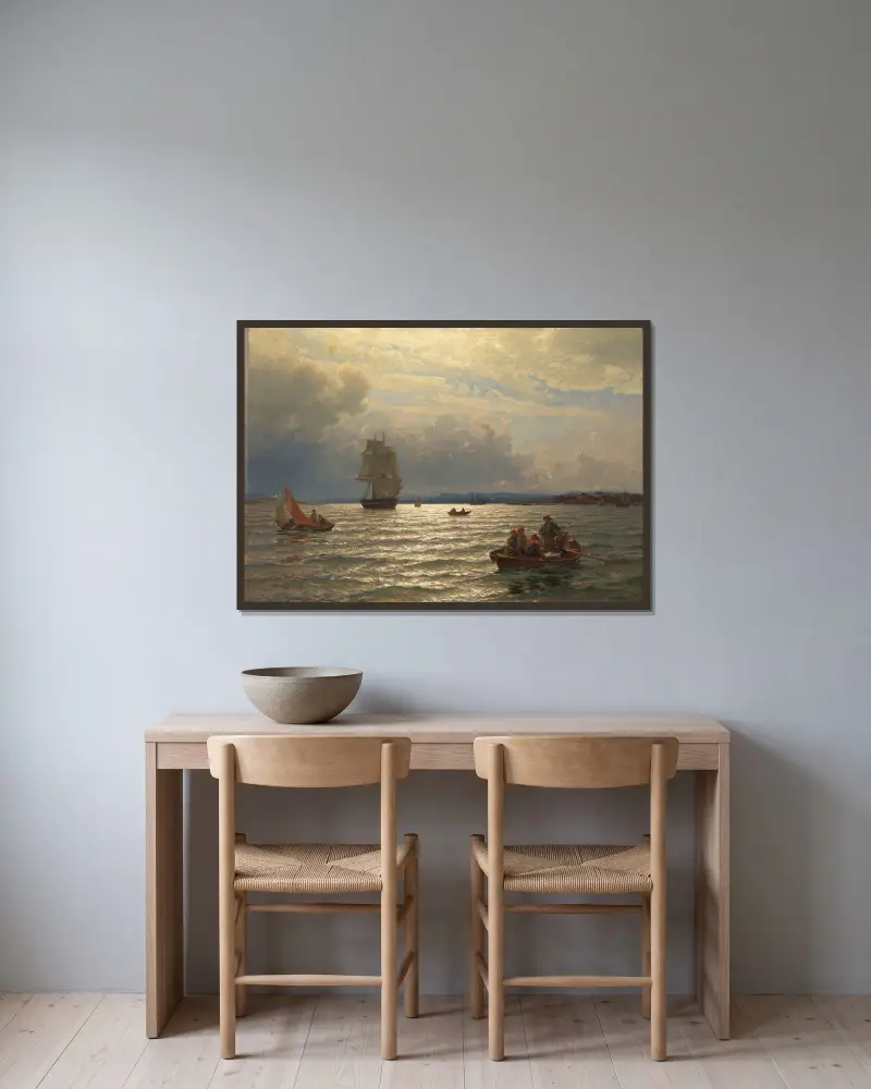 Z fiordu Oslo, Hans Gude w ramie na ścianie