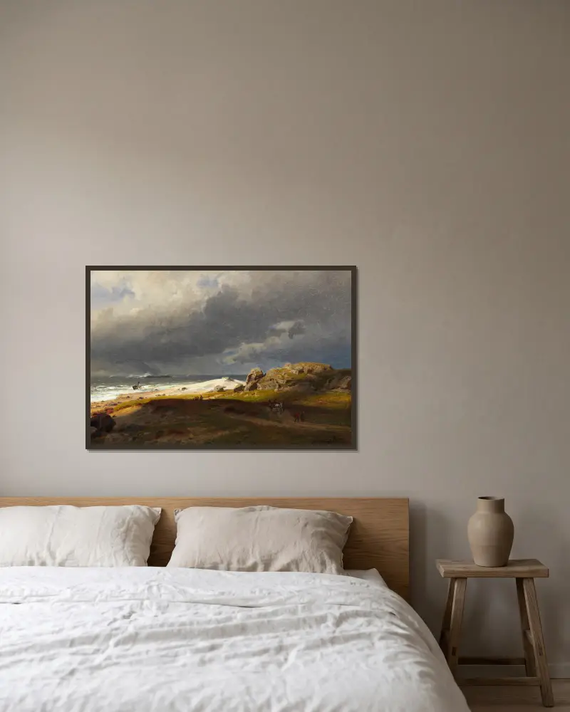 Nordische Küstenlandschaft av Hans Gude inramad på en vägg