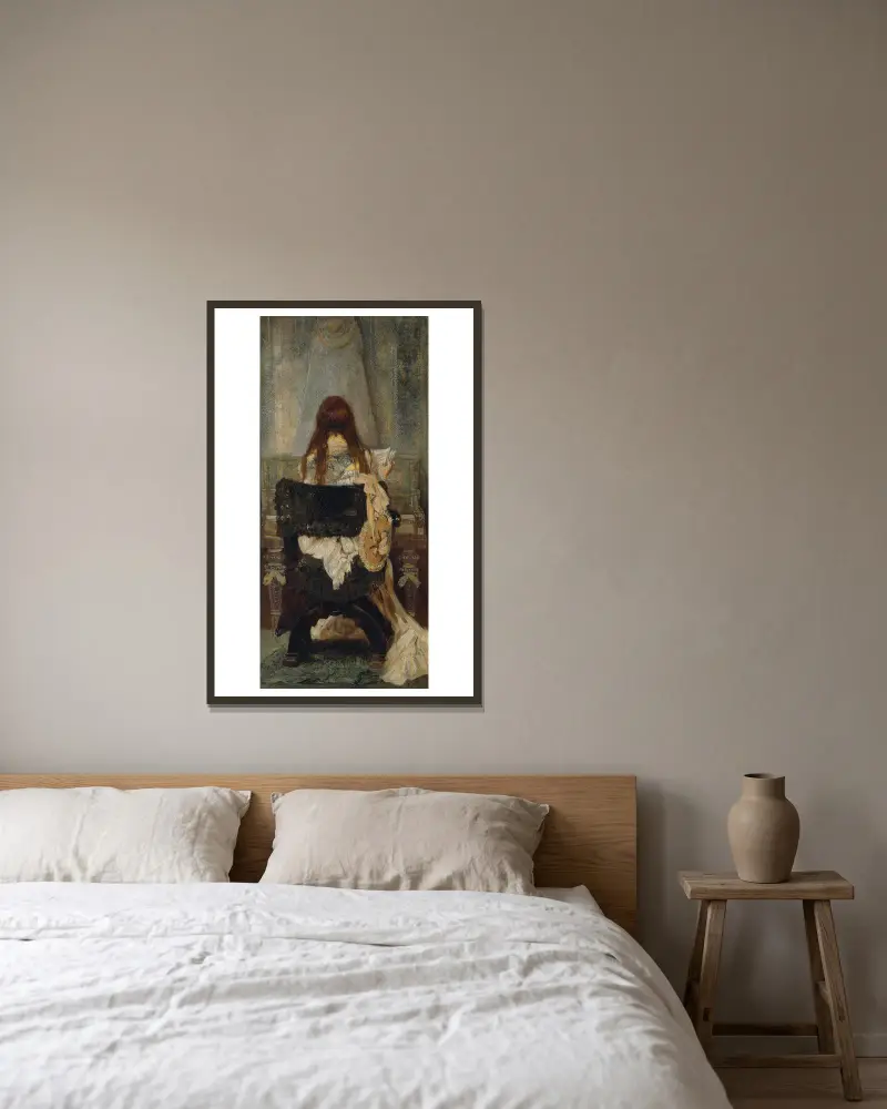 Dame am Spinett von Hans Makart gerahmt an einer Wand