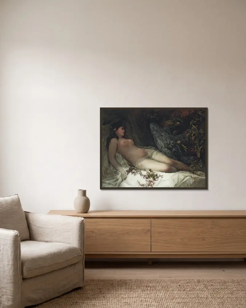 Leda i łabędź, Hans Makart w ramie na ścianie