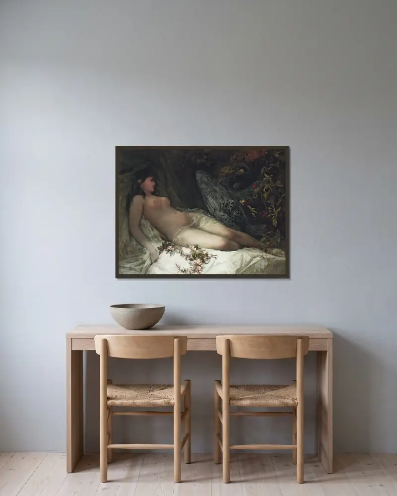 Leda i łabędź, Hans Makart w ramie na ścianie