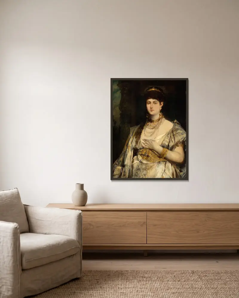 Porträt der Henriette Mankiewicz von Hans Makart gerahmt an einer Wand