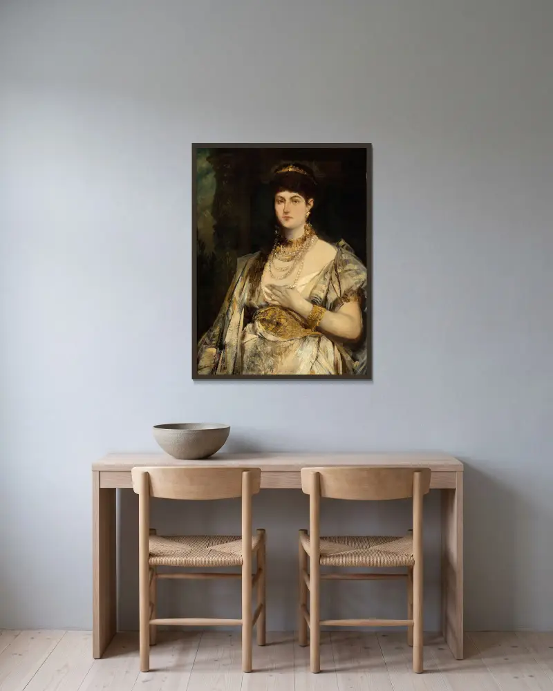 Porträt der Henriette Mankiewicz von Hans Makart gerahmt an einer Wand