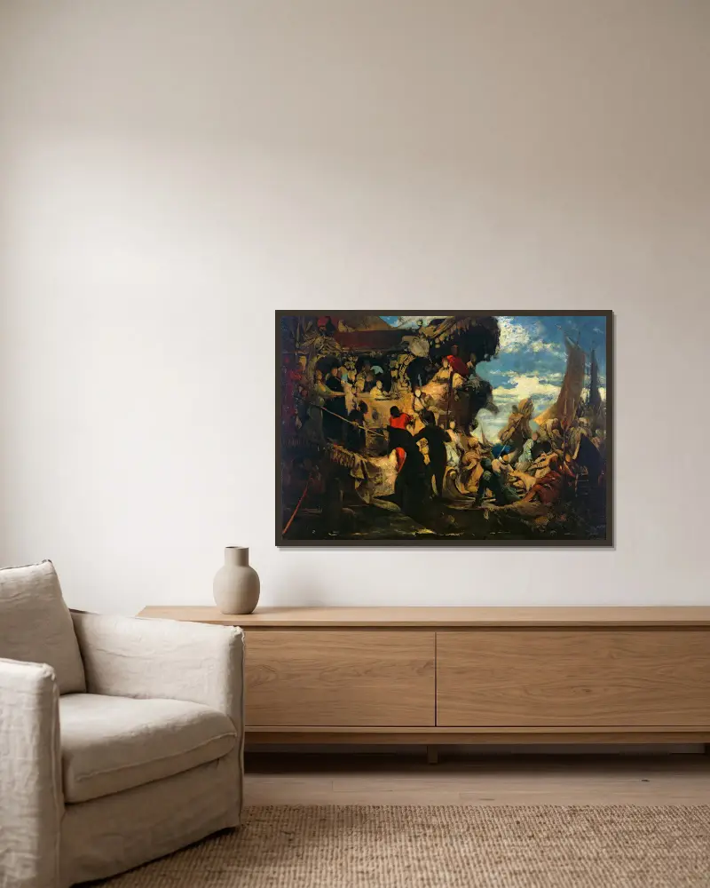 Venedig hyllar Catarina Cornero av Hans Makart inramad på en vägg