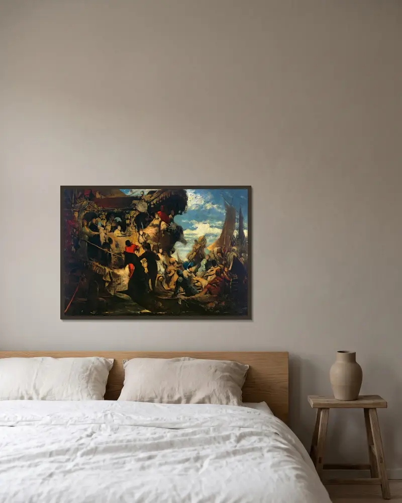 Venedig hyllar Catarina Cornero av Hans Makart inramad på en vägg