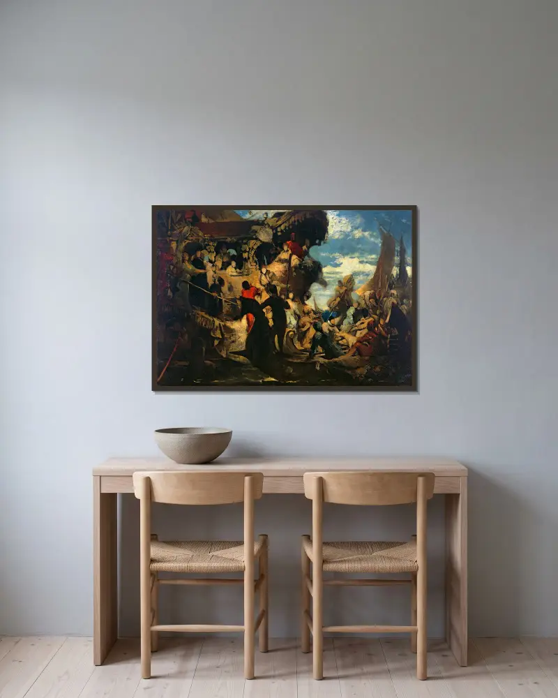 Venedig hyllar Catarina Cornero av Hans Makart inramad på en vägg