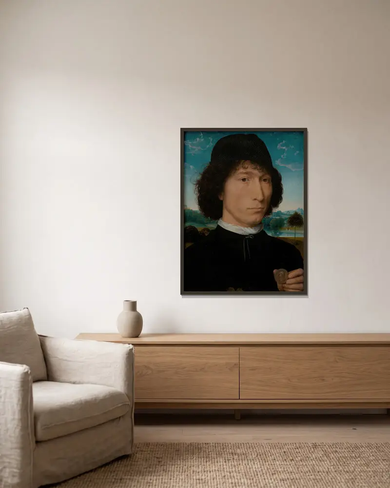 Bernardo Bembo, venetianischer Staatsmann und Botschafter von Hans Memling gerahmt an einer Wand