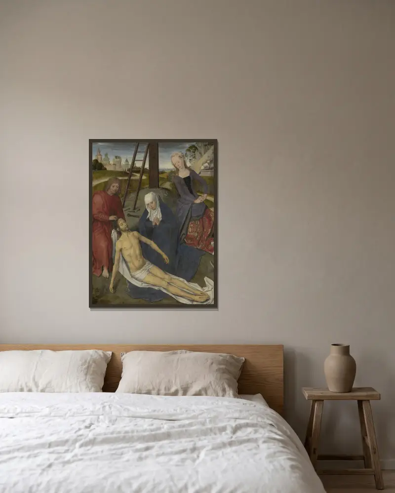 Oplakávání na hoře Golgotě, Hans Memling v rámu na stěně