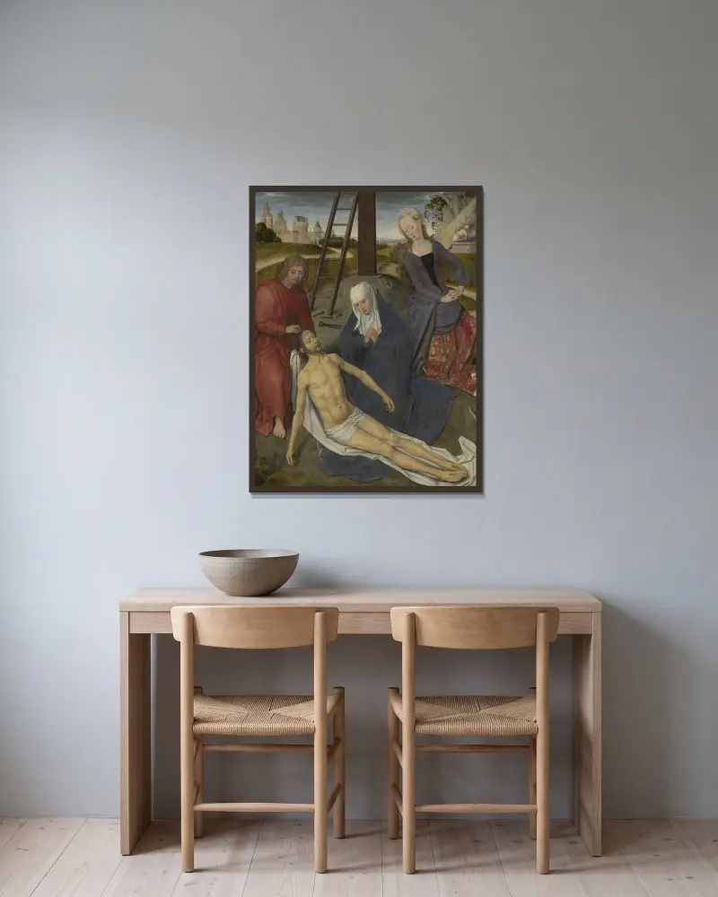 Oplakávání na hoře Golgotě, Hans Memling v rámu na stěně