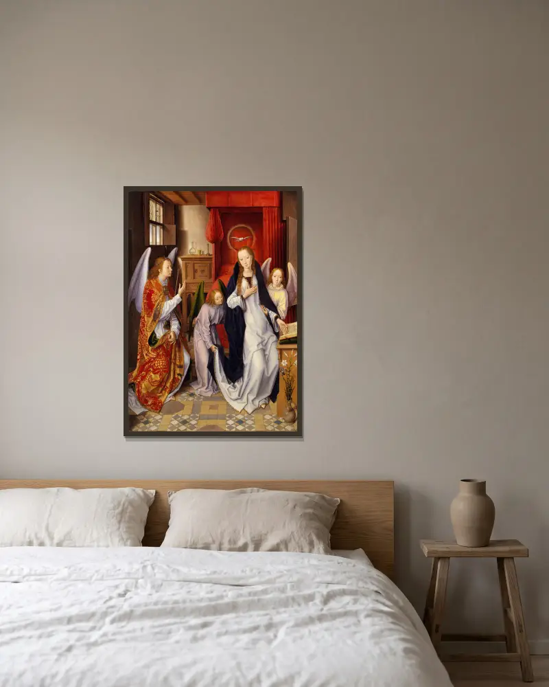 Zwiastowanie, Hans Memling w ramie na ścianie