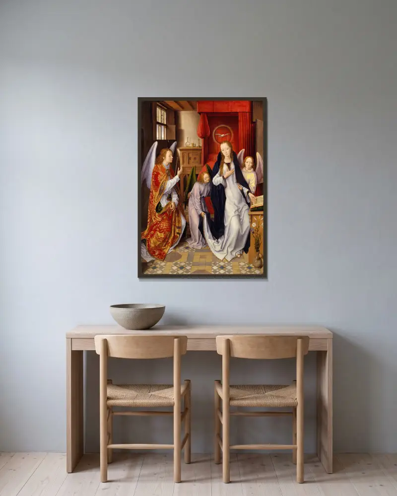 Zwiastowanie, Hans Memling w ramie na ścianie