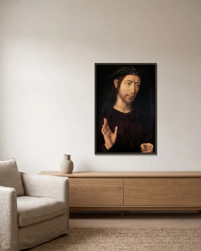 Mąż Boleści, Hans Memling w ramie na ścianie