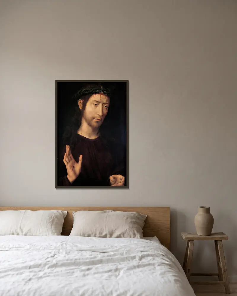 Mąż Boleści, Hans Memling w ramie na ścianie