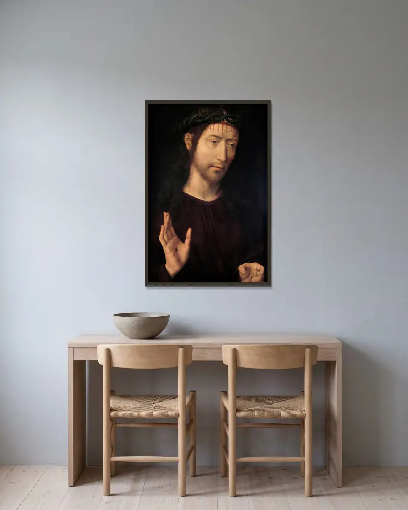 Mąż Boleści, Hans Memling w ramie na ścianie