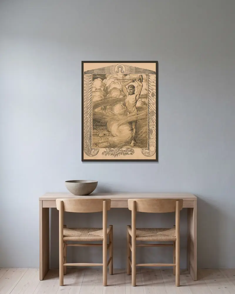 Allegorie des Juli von Hans Thoma gerahmt an einer Wand