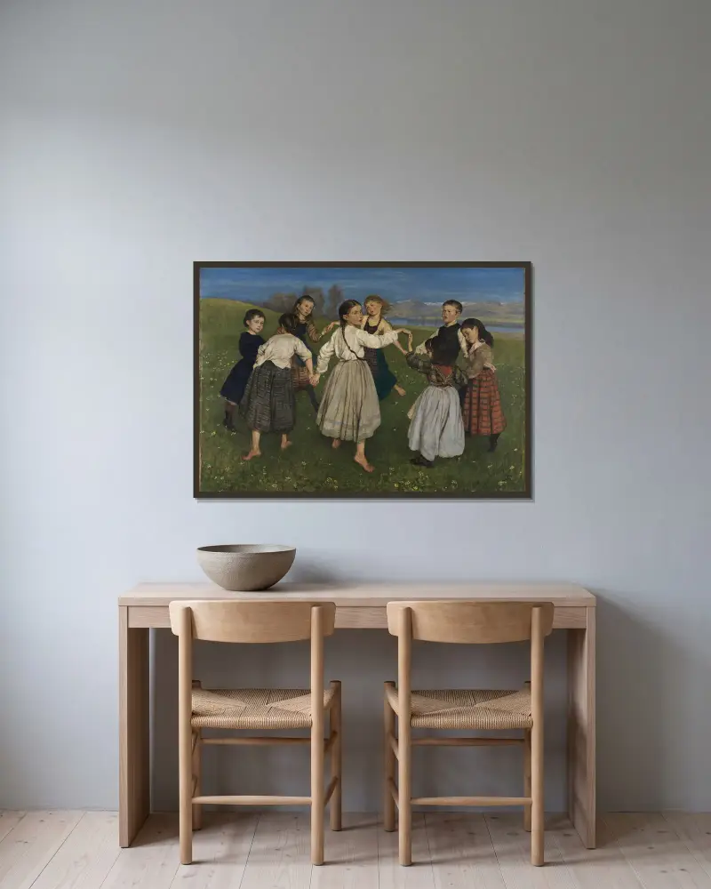 Dzieci tańczące w kręgu, Hans Thoma w ramie na ścianie