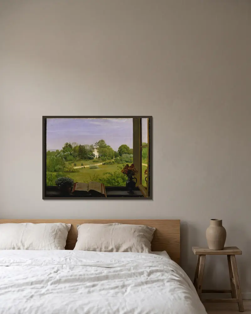 Die Öd – Blick auf den Holzhausenpark von Hans Thoma gerahmt an einer Wand