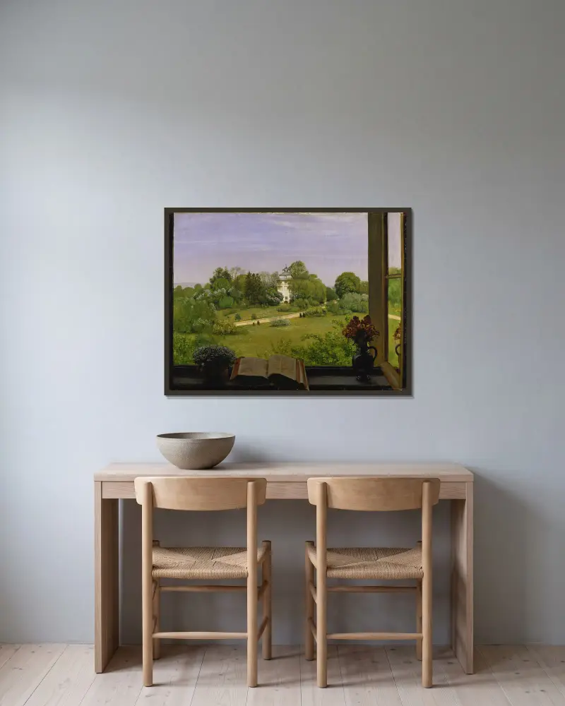 Die Öd – Blick auf den Holzhausenpark von Hans Thoma gerahmt an einer Wand