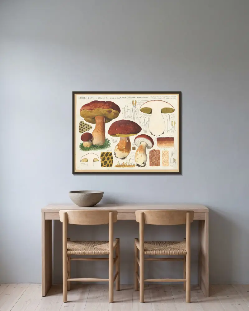 Boletus edulis Bull. var. fuscoruber forquignon av Hans Walty inramad på en vägg