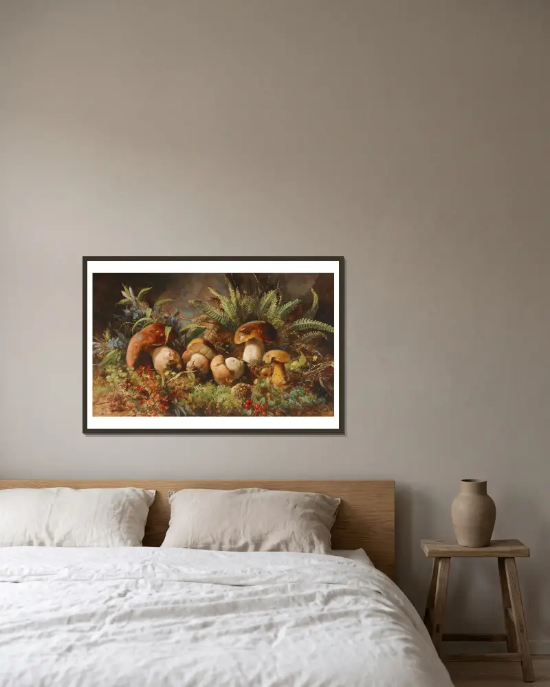 Glückspilze von Hans Zatzka gerahmt an einer Wand