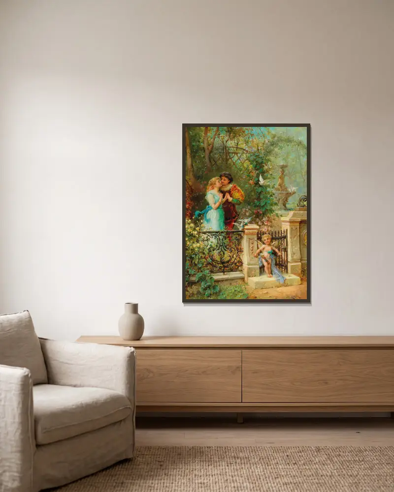 Im Banne Amors von Hans Zatzka gerahmt an einer Wand