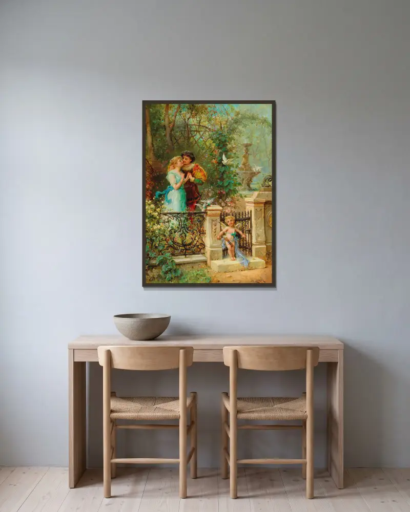Im Banne Amors von Hans Zatzka gerahmt an einer Wand