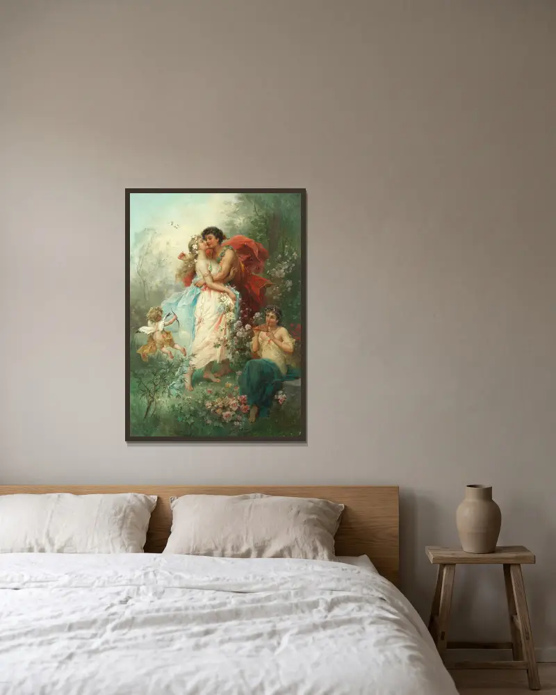 Der Liebesschwur von Hans Zatzka gerahmt an einer Wand