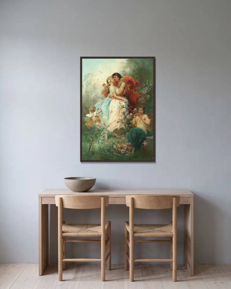 Der Liebesschwur von Hans Zatzka gerahmt an einer Wand