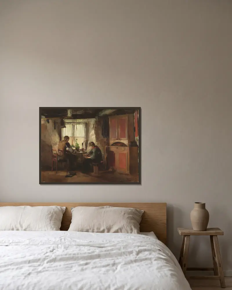 Wiejski szewc, Harriet Backer w ramie na ścianie