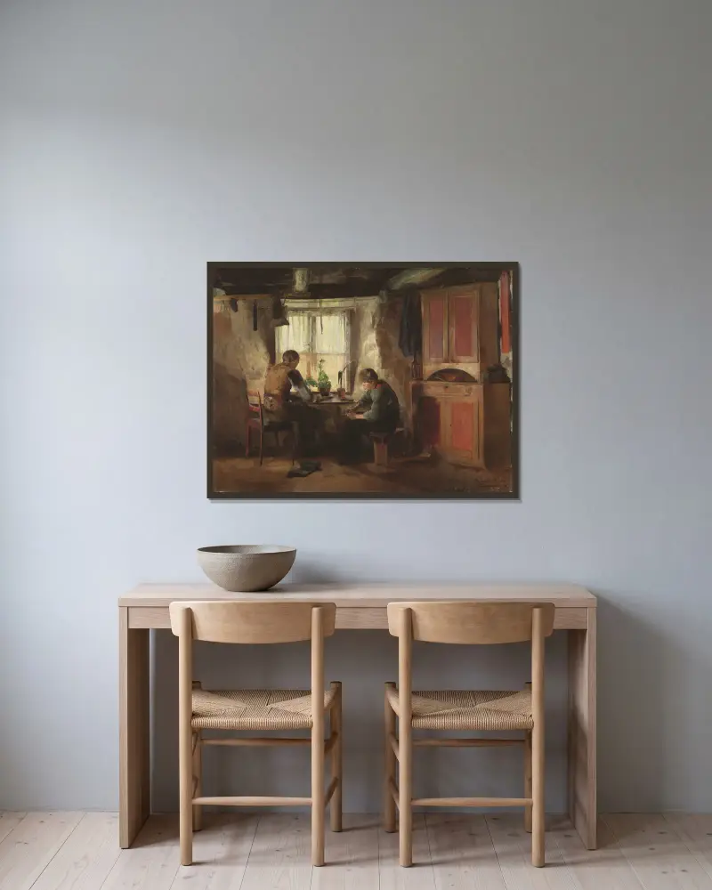 Wiejski szewc, Harriet Backer w ramie na ścianie
