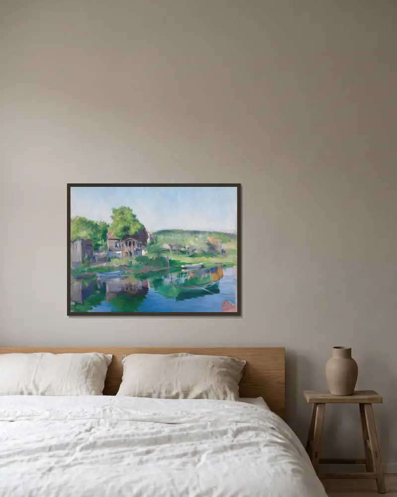 Aus dem Sandvikselv von Harriet Backer gerahmt an einer Wand