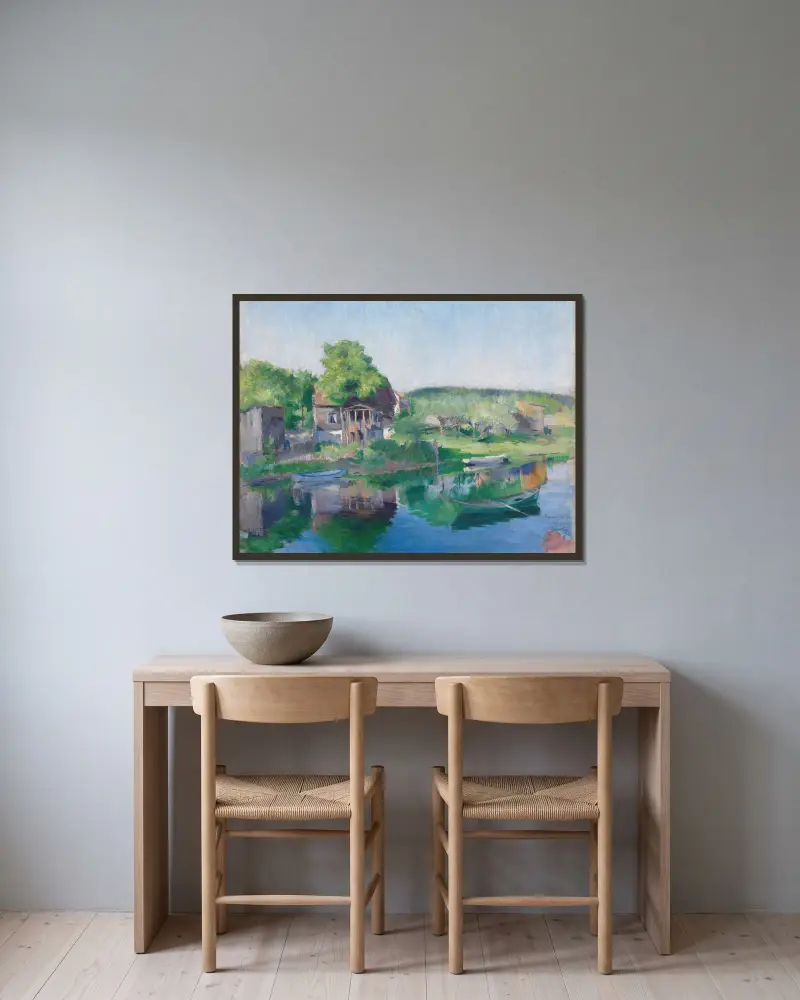 Aus dem Sandvikselv von Harriet Backer gerahmt an einer Wand