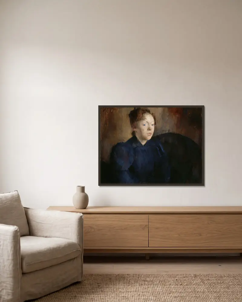 Bildnis von Nenna Janson Nagel, geb. Backer Lunde von Harriet Backer gerahmt an einer Wand
