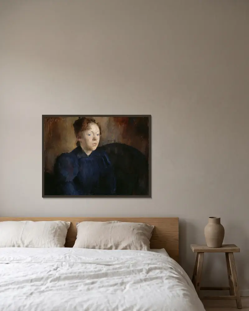 Bildnis von Nenna Janson Nagel, geb. Backer Lunde von Harriet Backer gerahmt an einer Wand