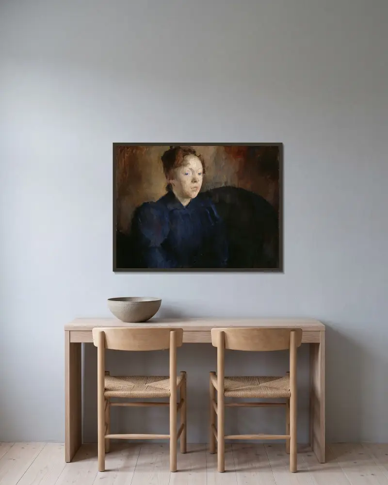 Bildnis von Nenna Janson Nagel, geb. Backer Lunde von Harriet Backer gerahmt an einer Wand
