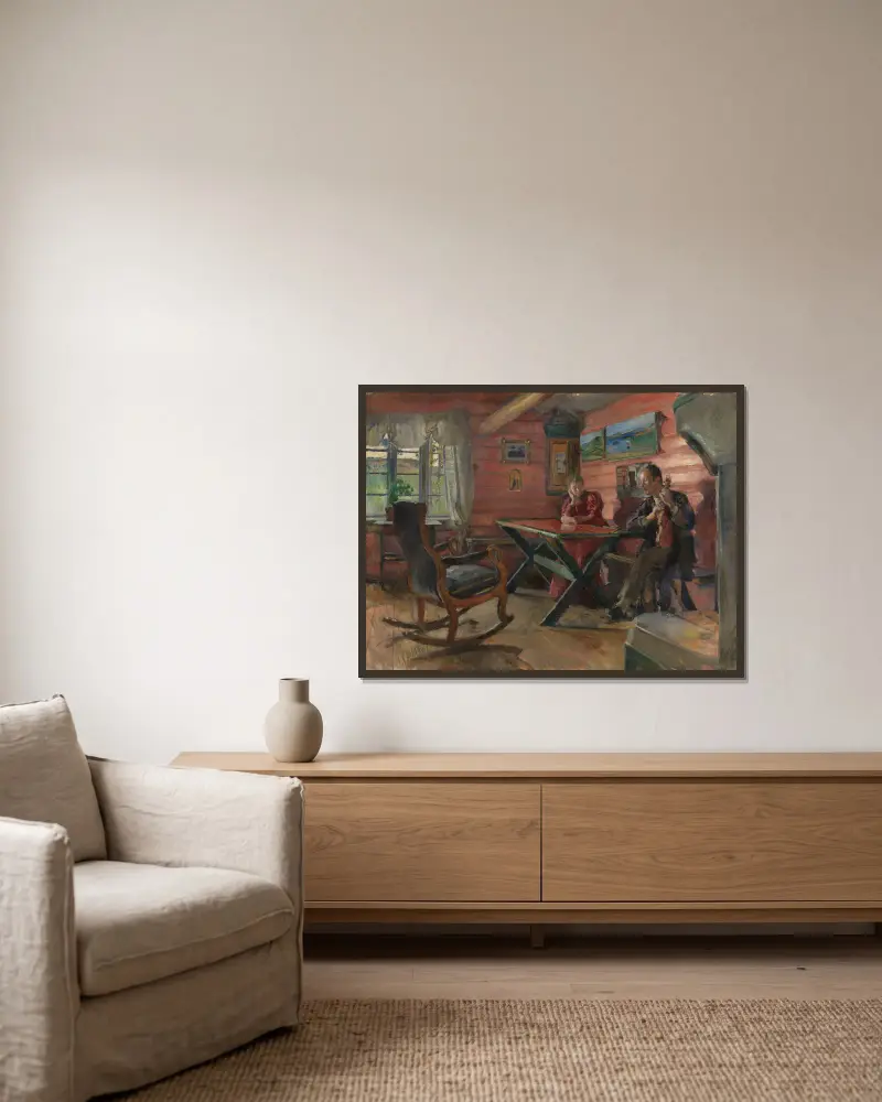 Das Wohnzimmer in Kolbotn von Harriet Backer gerahmt an einer Wand
