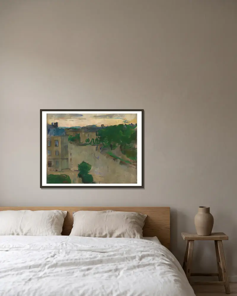 Blick von meinem Balkon, Hansteens gate von Harriet Backer gerahmt an einer Wand