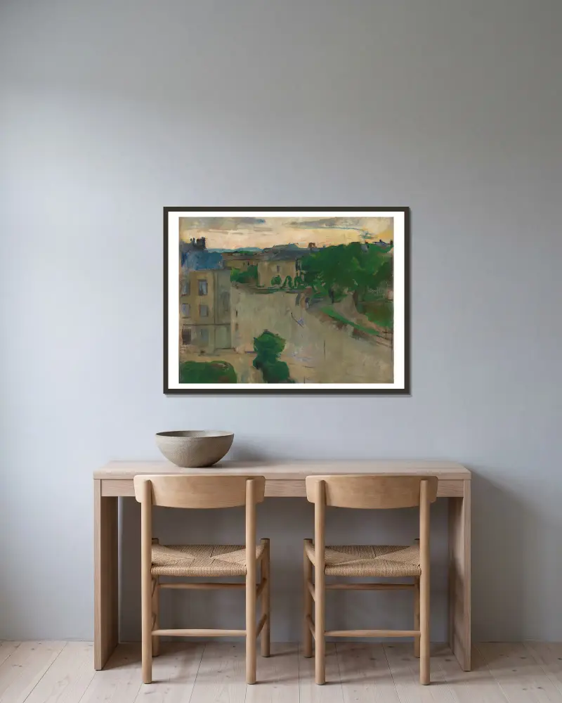 Blick von meinem Balkon, Hansteens gate von Harriet Backer gerahmt an einer Wand