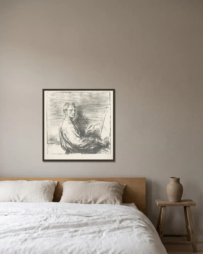 Porträtt av konstnären, nr 1 av Charles Haslewood Shannon inramad på en vägg