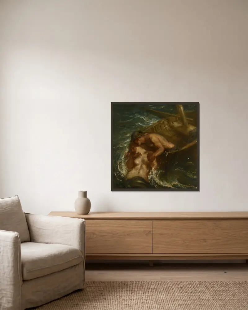 The Fisherman and the Mermaid av Charles Haslewood Shannon inramad på en vägg