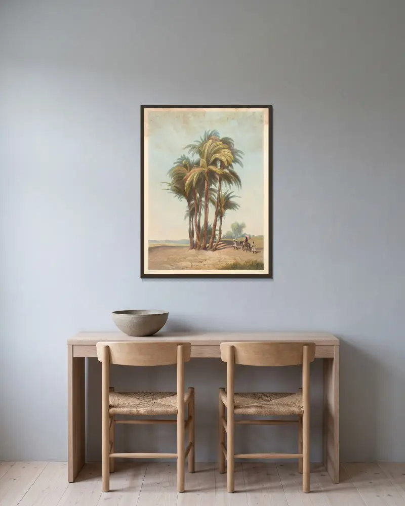 Bouquet de palmiers (Cluster of palm trees) av Hector Horeau inramad på en vägg