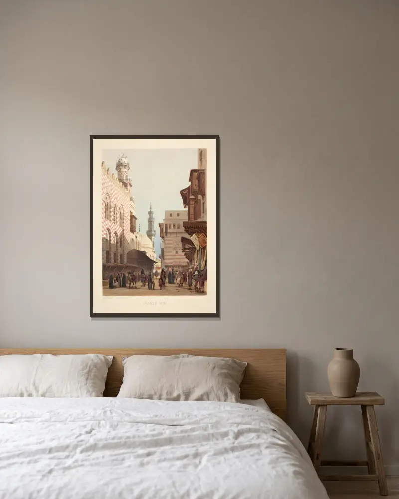 Grande rue (High street) av Hector Horeau inramad på en vägg